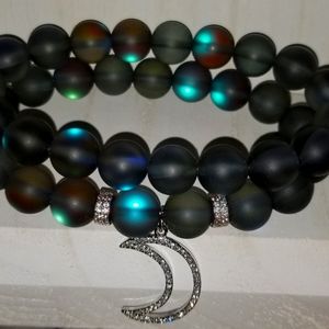 Hespera Mermaid Crystal Moon bracelet set